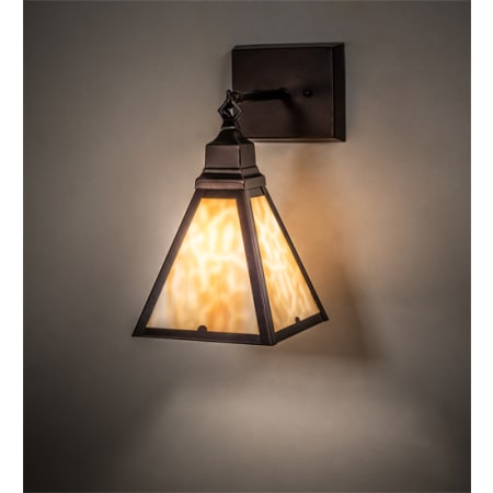 Meyda Tiffany Arnage 14" Tall Wall Sconce with Shade Mahogany Bronze