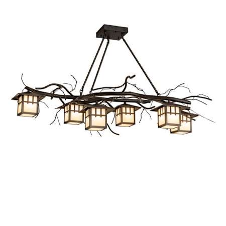 Meyda Tiffany Long Winter Solstice 6 Light 51" Wide Linear Chandelier Oil Rubbed Bronze