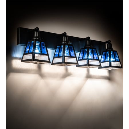 Meyda Tiffany T Mission 4 Light 36" Wide Vanity Light with Shades Craftsman Brown