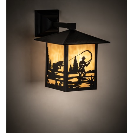 Meyda Tiffany Seneca Fly Fisherman 13" Tall Wall Sconce Textured Black