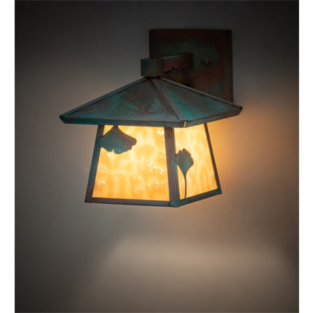 Meyda Tiffany Stillwater Ginkgo 10" Tall Wall Sconce Verde Brass