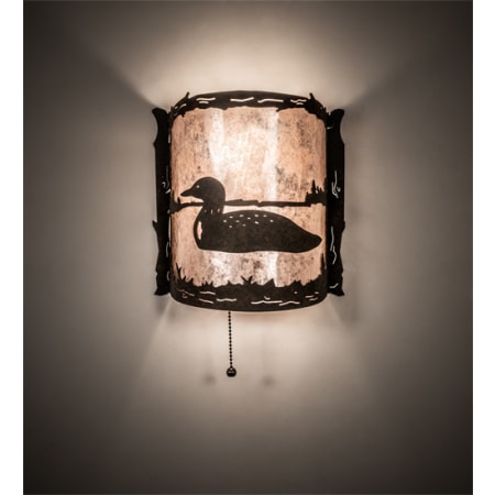 Meyda Tiffany Loon Left 10" Tall Wall Sconce with Shade Distressed Chestnut