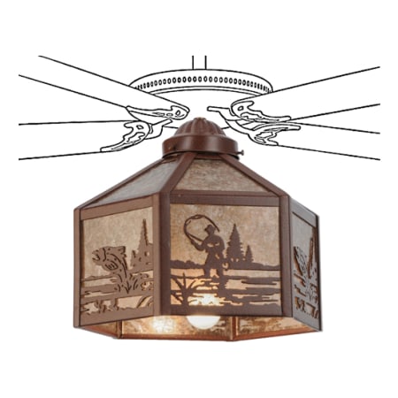 Meyda Tiffany Fly Fisherman 13" Wide Single Ceiling Fan Light Kit Rust
