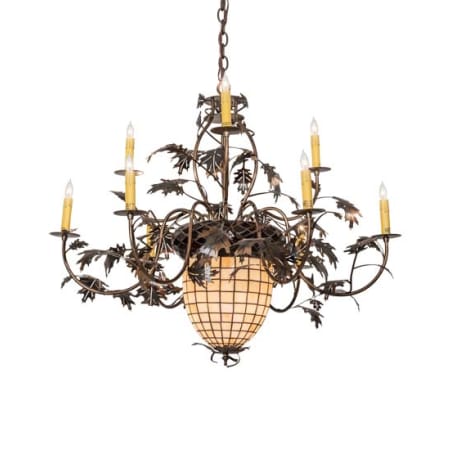 Meyda Tiffany Greenbriar Oak 10 Light 39" Wide Taper Candle Style Chandelier Antique Copper
