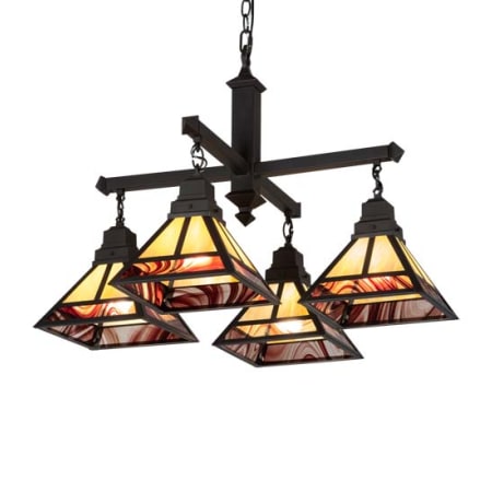 Meyda Tiffany Square T Mission 4 Light 42" Wide Chandelier Craftsman Brown / Oil Rubbed Bronze