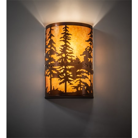 Meyda Tiffany Tall Pines 2 Light 18" Tall Wall Sconce with Shade Vintage Copper