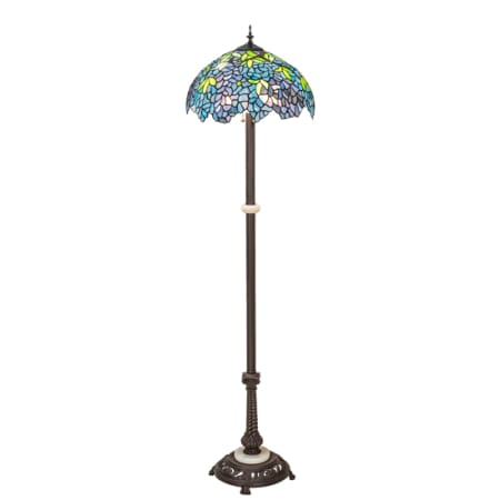 Meyda Tiffany Tiffany Wisteria 3 Light 62" Tall Buffet Floor Lamp Mahogany Bronze