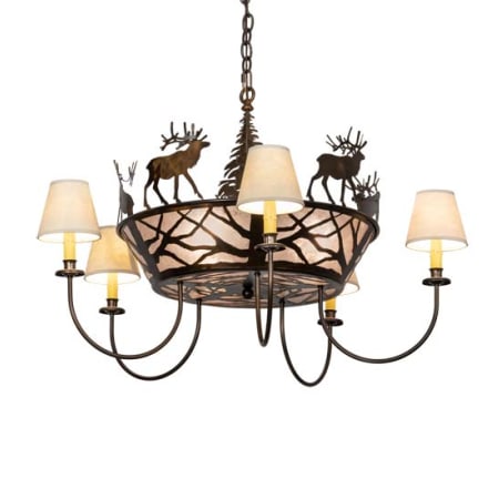 Meyda Tiffany Elk on the Loose 5 Light 35" Wide Chandelier Antique Copper