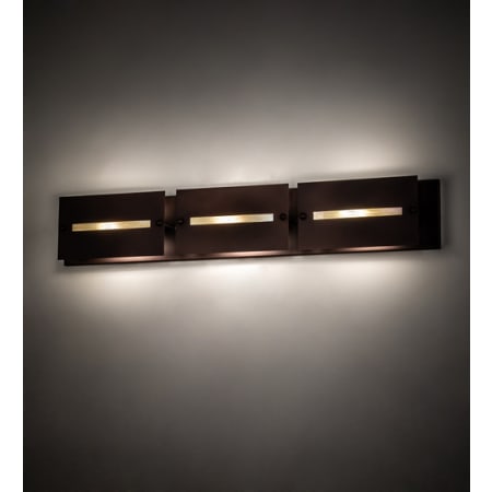 Meyda Tiffany Stepping Stone 3 Light 36" Wide Vanity Light Cinnamon Coffee Metallic