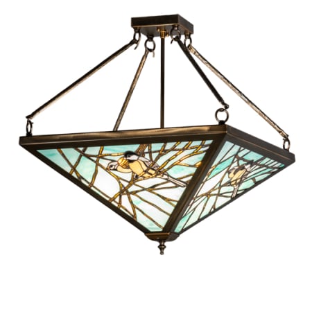 Meyda Tiffany Backyard Friends 4 Light 24" Tall Semi-Flush Ceiling Fixture - Antique Copper Finish Antique Copper