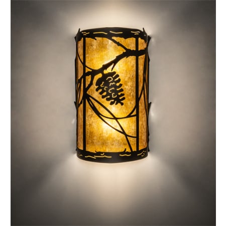 Meyda Tiffany Whispering Pines 2 Light 13" Tall Hand Crafted Wall Sconce with Shade Oil Rubbed Bronze