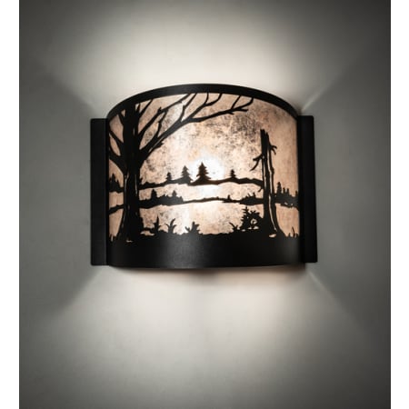 Meyda Tiffany Quiet Pond 10" Tall Wall Sconce with Shade Textured Black