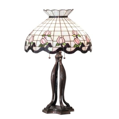 Meyda Tiffany Roseborder 3 Light 32" Tall Buffet Table Lamp Mahogany Bronze