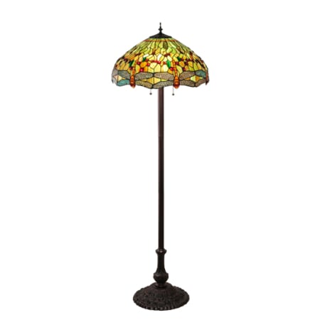 Meyda Tiffany Tiffany Hanginghead Dragonfly 3 Light 62" Tall Buffet Floor Lamp Mahogany Bronze