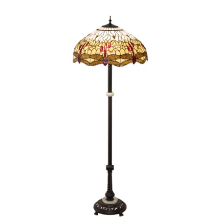 Meyda Tiffany Tiffany Hanginghead Dragonfly 3 Light 62" Tall Buffet Floor Lamp Mahogany Bronze