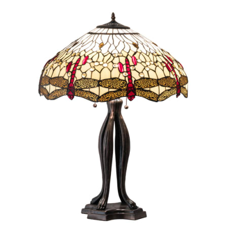 Meyda Tiffany Tiffany Hanginghead Dragonfly 3 Light 30" Tall Buffet Table Lamp Mahogany Bronze