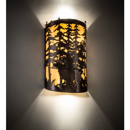 Meyda Tiffany Tall Pines Deer 2 Light 20" Tall Wall Sconce Copper Vein