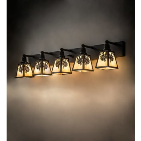 Meyda Tiffany Winter Pine 5 Light 48" Wide Vanity Light Craftsman Brown