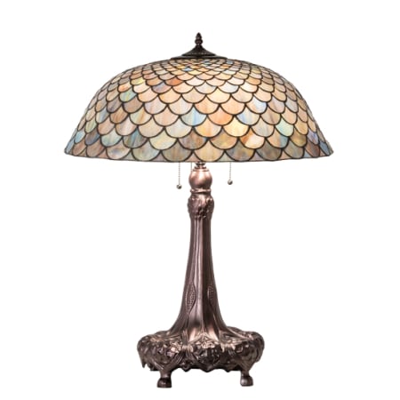 Meyda Tiffany Tiffany Fishscale 3 Light 31" Tall Buffet Table Lamp Mahogany Bronze