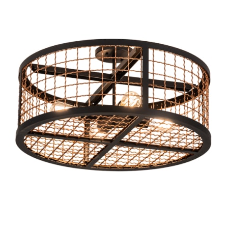 Meyda Tiffany Paloma Golpe 4 Light 24" Wide Semi-Flush Drum Ceiling Fixture Flat Black / Metallic Bronze