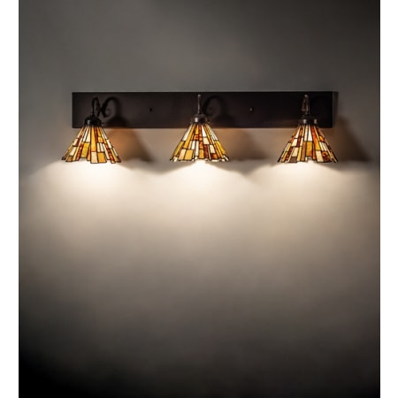 Meyda Tiffany Delta Jadestone 3 Light 36" Wide Vanity Light Mahogany Bronze