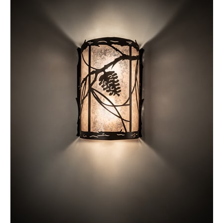 Meyda Tiffany Whispering Pines 2 Light 15" Tall Wall Sconce with Shade Mahogany Bronze