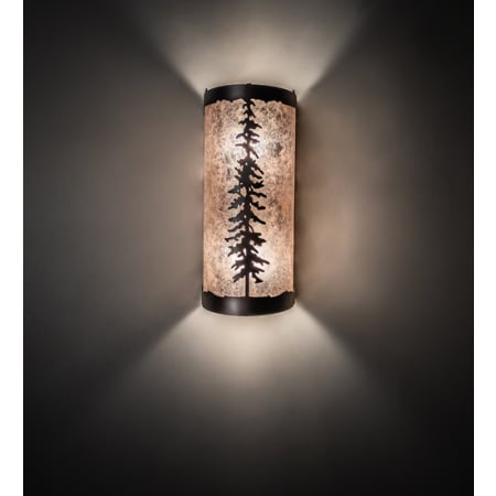 Meyda Tiffany Tall Pines 2 Light 12" Tall Hand Made Wall Sconce with Cylinder Shade Mahogany Bronze