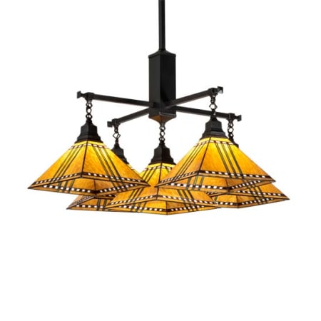 Meyda Tiffany Square Prairie Corn 5 Light 54" Wide Chandelier Craftsman Brown