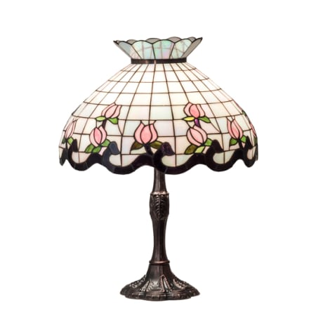 Meyda Tiffany Roseborder 3 Light 28" Tall Buffet Table Lamp Mahogany Bronze