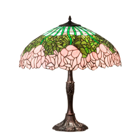 Meyda Tiffany Tiffany Cabbage Rose 3 Light 26" Tall Buffet Table Lamp Mahogany Bronze