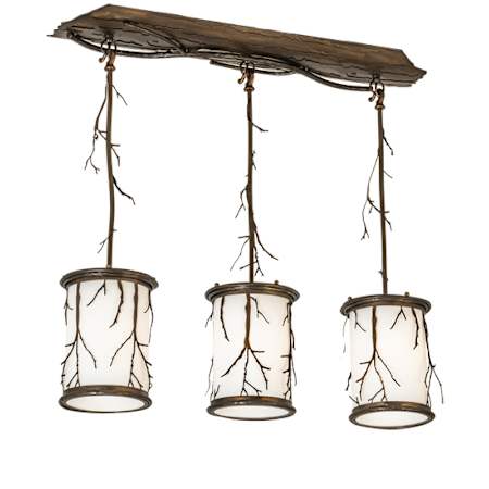 Meyda Tiffany 3 Light 33" Wide Abstract Linear Pendant Antique Copper