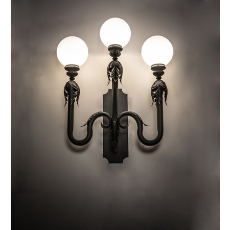 Meyda Tiffany Strasbourg 3 Light 36" Tall Wall Sconce Fine Textured Black