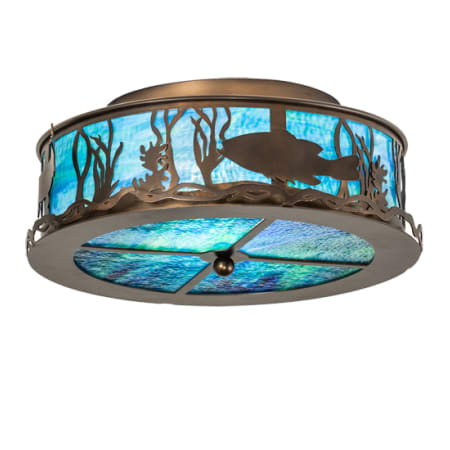 Meyda Tiffany Bass and Pike 2 Light 18" Wide Semi-Flush Drum Ceiling Fixture Antique Copper