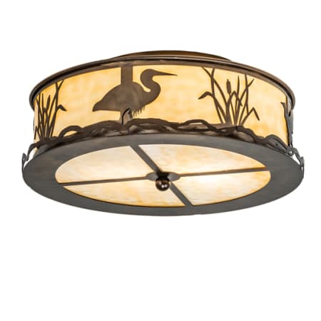Meyda Tiffany Wildlife at Dawn 2 Light 18" Wide Semi-Flush Drum Ceiling Fixture Antique Copper
