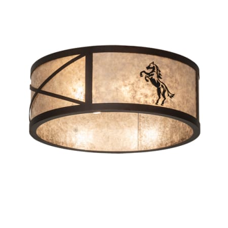 Meyda Tiffany Black Stallion 4 Light 24" Wide Flush Mount Drum Ceiling Fixture Mahogany Bronze