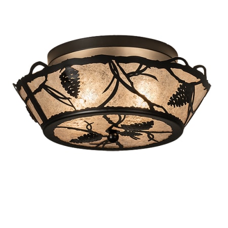 Meyda Tiffany Whispering Pines 4 Light 16" Wide Semi-Flush Ceiling Fixture - Wrought Iron Finish Wrought Iron