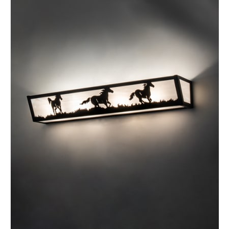 Meyda Tiffany Running Horses 30" Wide Bath Bar Textured Black
