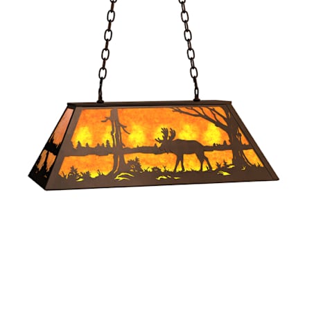 Meyda Tiffany 6 Light 33" Wide Billiard Linear Pendant Mahogany Bronze