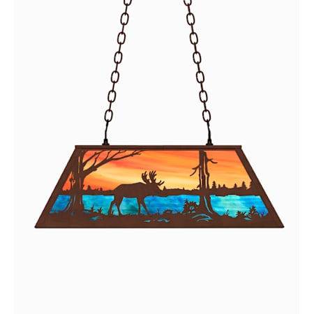 Meyda Tiffany 6 Light 33" Wide Billiard Linear Pendant Mahogany Bronze