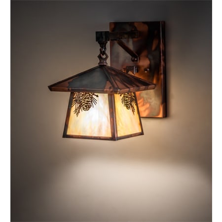Meyda Tiffany Stillwater Winter Pine 11" Tall Hand Crafted Wall Sconce Dark Burnished Copper