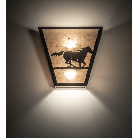 Meyda Tiffany Running Horses 2 Light 12" Tall Wall Sconce Timeless Bronze