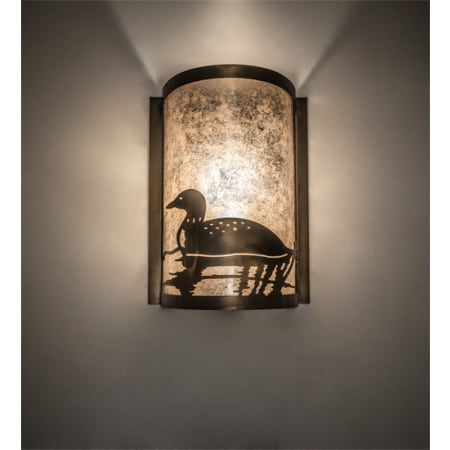 Meyda Tiffany Loon Left 12" Tall Wall Sconce with Shade Antique Copper
