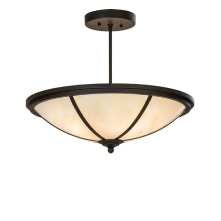 Meyda Tiffany Commerce 4 Light 20" Wide Semi-Flush Bowl Ceiling Fixture - Cafe-Noir / Oil Rubbed Bronze Finish Cafe-Noir / Oil Rubbed Bronze