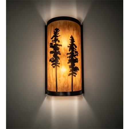 Meyda Tiffany Tall Pines 2 Light 18" Tall Wall Sconce with Half Cylinder Shade Light Burnished Antique Copper