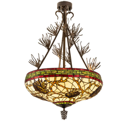 Meyda Tiffany Pinecone 4 Light 40" Tall Semi-Flush Bowl Ceiling Fixture - Antique Copper Finish Antique Copper