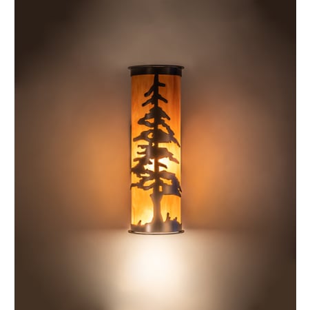 Meyda Tiffany Tall Pines 16" Tall Wall Sconce Oil Rubbed Bronze