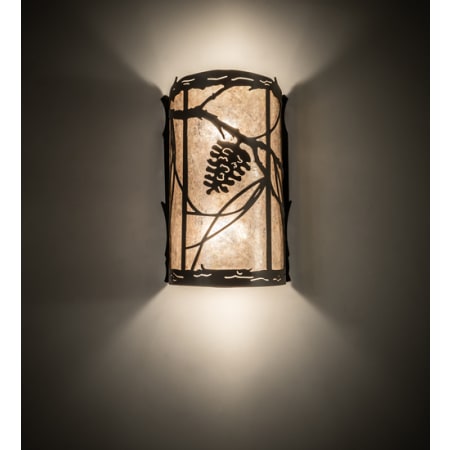 Meyda Tiffany Whispering Pines Right 2 Light 13" Tall Wall Sconce with Half Cylinder Shade Oil Rubbed Bronze