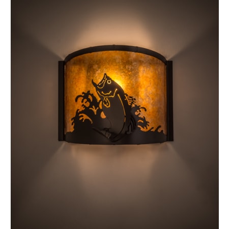 Meyda Tiffany Leaping Bass 10" Tall Wall Sconce Timeless Bronze