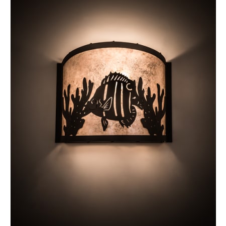 Meyda Tiffany Tropical Fish 10" Tall Wall Sconce Textured Black