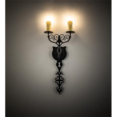 Meyda Tiffany Merano 2 Light 26" Hand Crafted Tall Wall Sconce Oxidized Steel